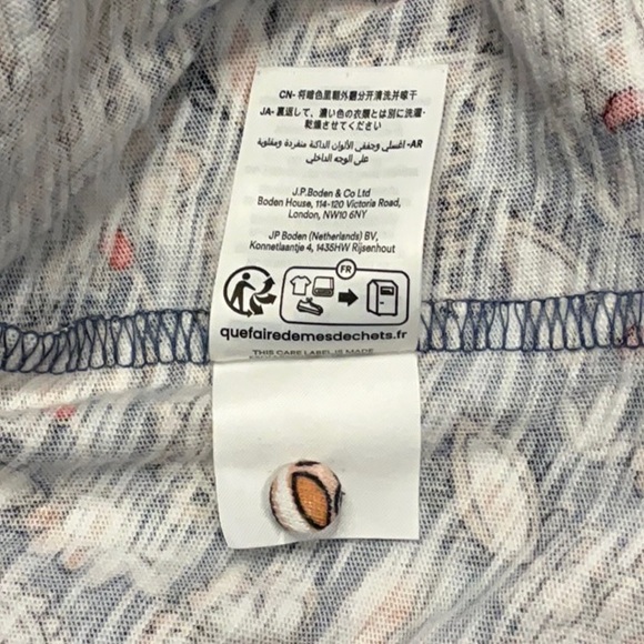 BODEN V-Neck Puff Sleeves Blue Paisley Cotton-Jersey Mini Dress, Size 16/18L NWT - Picture 16 of 16